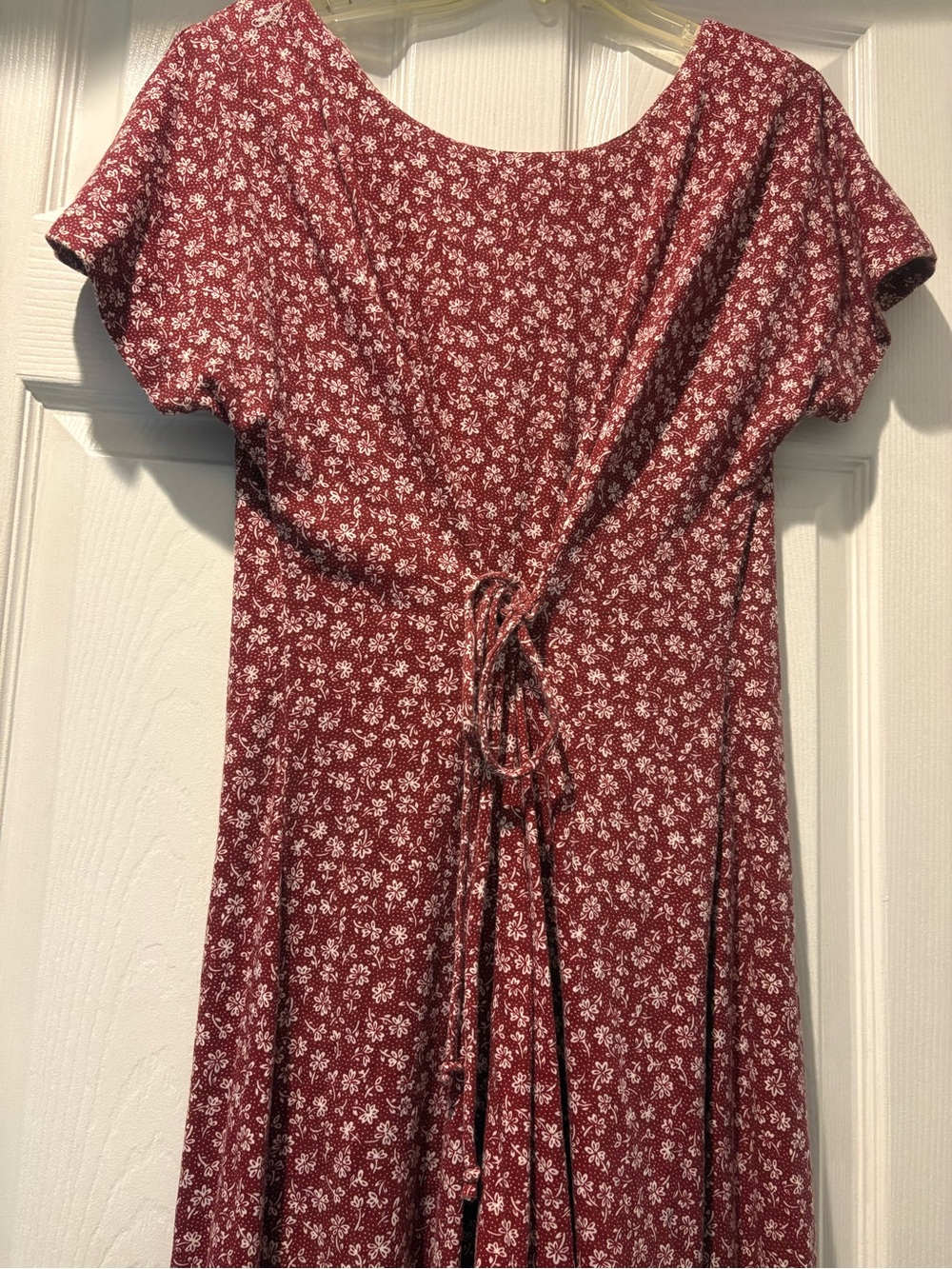 90’s Vintage Floral Maxi Dress in Dusty Rose with White Print - Picture 8 of 8
